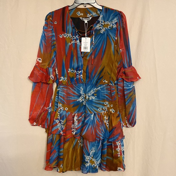 NWT flawed Walter Baker Devina Dress, Size XL Color Rio Palm - Picture 4 of 13